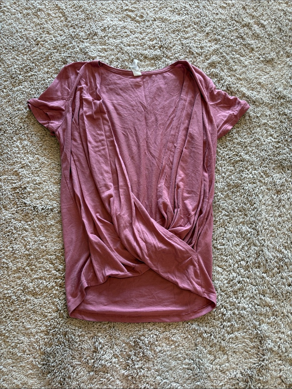 Balance Collection Twist-Front Short Sleeve Top in Mauve Pink